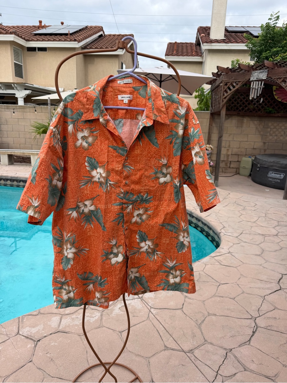Pierre Cardin Orange Floral Short-Sleeve Button Down Shirt